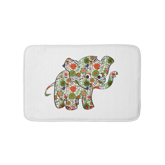 Niedlicher, farbenfroher Blumenjunge Elefant Badematte (Vorderseite)