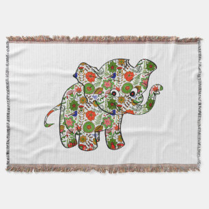 Niedlicher, farbenfroher Blumenjunge Elefant Decke
