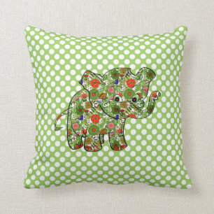 Niedlicher, farbenfroher Blumenjunge Elefant Kissen