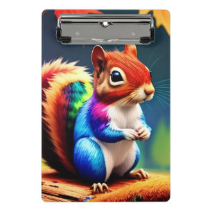 Niedlicher farbenfroher sitzender Eichhörnchen Mini Klemmbrett