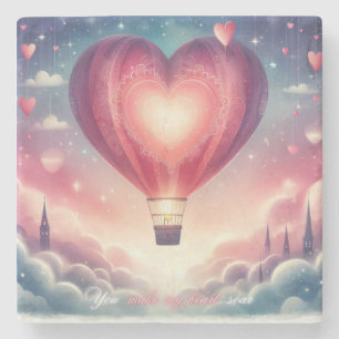 Niedlicher, farbenfroher Valentiner Herzballon Steinuntersetzer