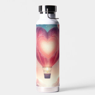 Niedlicher, farbenfroher Valentiner Herzballon Trinkflasche