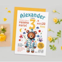 Niedlicher farbiger Bär Pajama Geburtstag Wasserfa Einladung