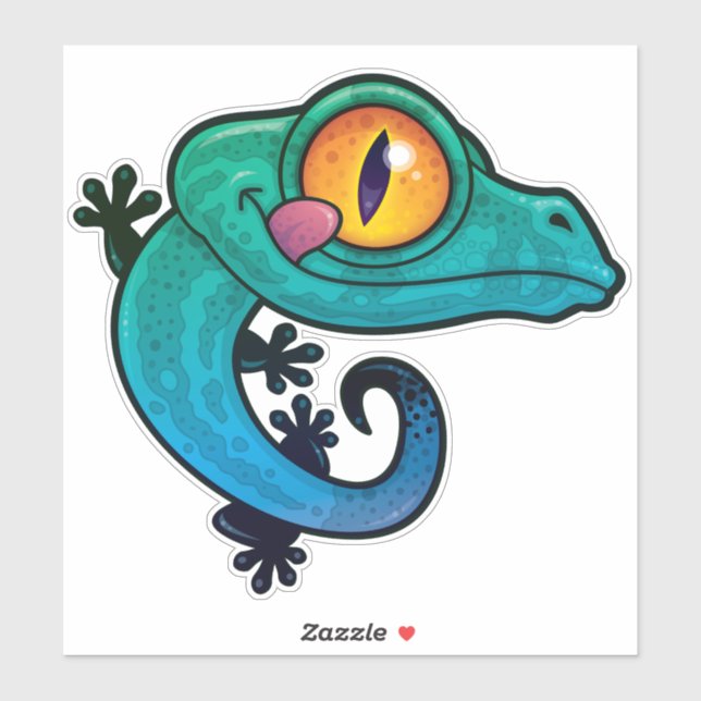 Niedlicher farbiger Cartoon Gecko Aufkleber (Blatt)