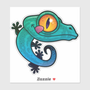 Niedlicher farbiger Cartoon Gecko Aufkleber