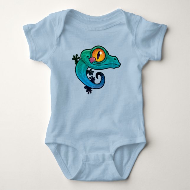 Niedlicher farbiger Cartoon Gecko Baby Strampler (Vorderseite)
