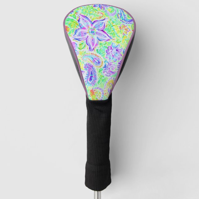Niedlicher, farbiger Federblumenrahmen Golf Headcover (Vorderseite)