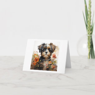 Niedlicher, farbiger, flauschiger Welpenhund BLANK Karte