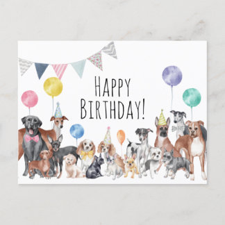 Niedlicher farbiger Hund zum Geburtstag Postkarte