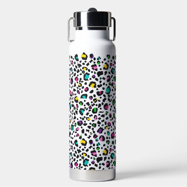 Niedlicher, farbiger Leopardenprint Trinkflasche (Vorderseite)
