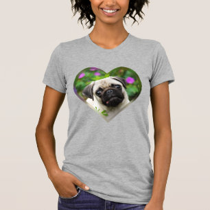 Niedlicher, farbiger Mops Welpen Hunde Gesicht Her T-Shirt