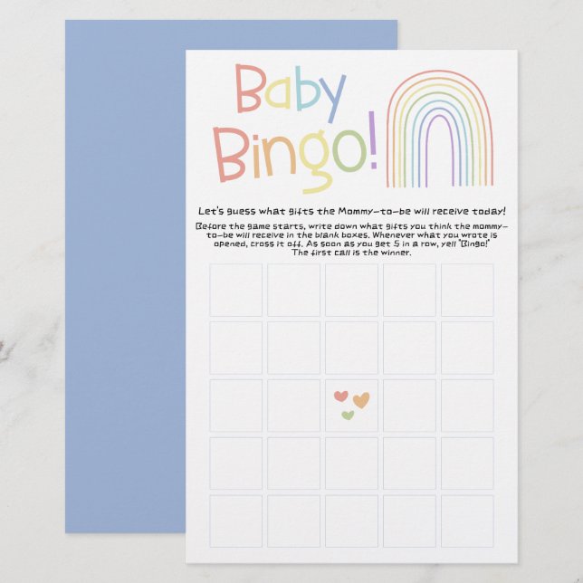 Niedlicher farbiger Regenbogen Baby Bingo Game Fly (Vorne/Hinten)
