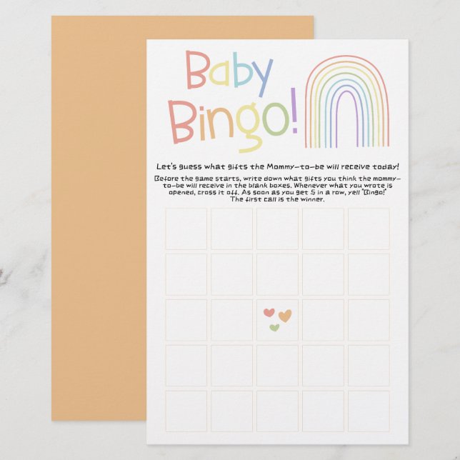 Niedlicher farbiger Regenbogen Baby Bingo Game Fly (Vorne/Hinten)