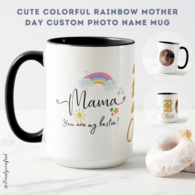 Niedlicher farbiger Regenbogen Muttertag Name des  Tasse (Von Creator hochgeladen)