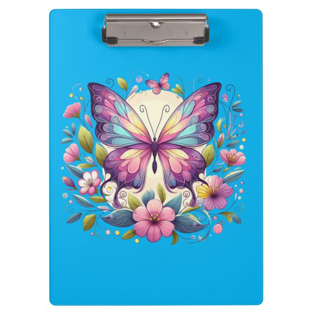 Niedlicher, farbiger Schmetterling Klemmbrett (Vorderseite)