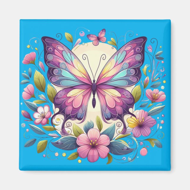 Niedlicher, farbiger Schmetterling Magnet (Vorne)