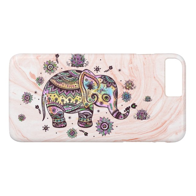 Niedlicher, farbiger Stammeselefant auf Rose-Gold- Case-Mate iPhone Hülle (Rückseite (Horizontal))