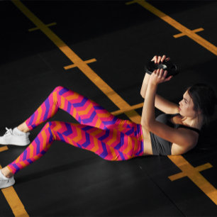 Niedlicher, farbiger Streifen Zickzack Workout Ros Leggings