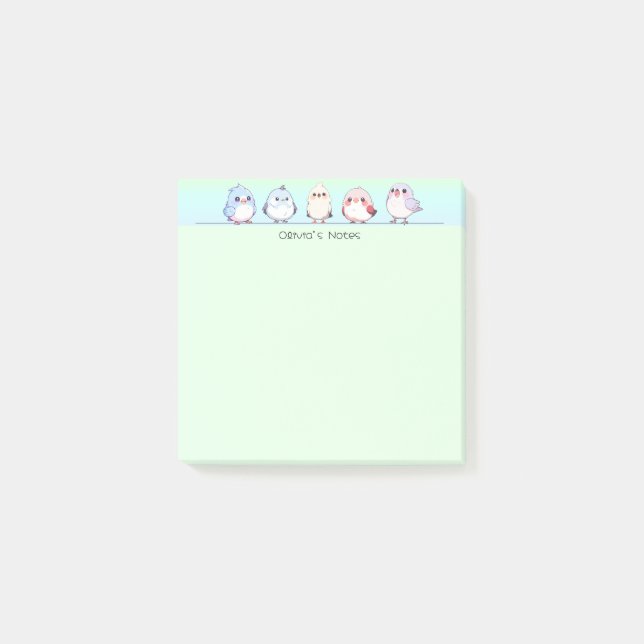 Niedlicher Farbverlauf der Vögel Personalisierter  Post-it Klebezettel (Vorderseite)