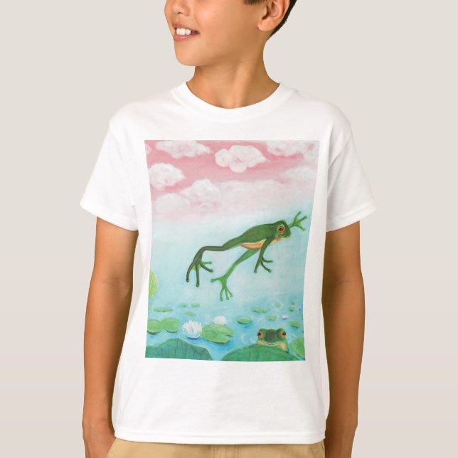 Niedlicher Faulenzer springt in den Teich T-Shirt (Vorderseite)