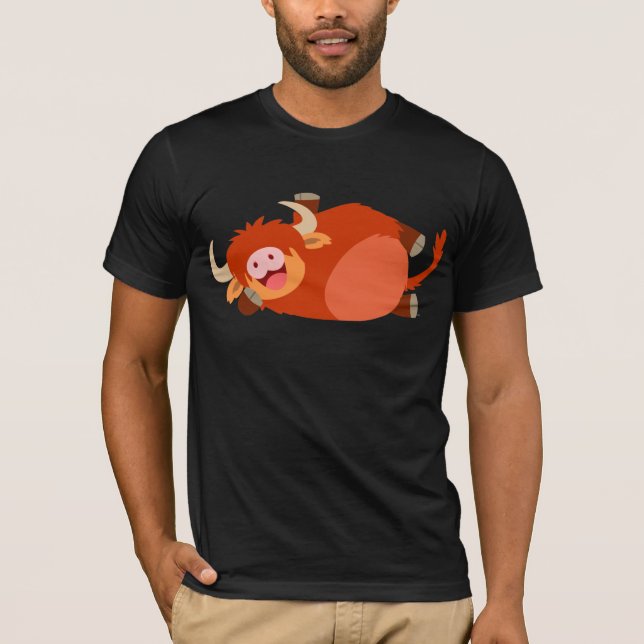 Niedlicher fauler Cartoon-Hochland-Kuh-T - Shirt (Vorderseite)
