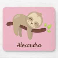 Niedlicher Faultier auf Tree Kawaii Tierabbildung 