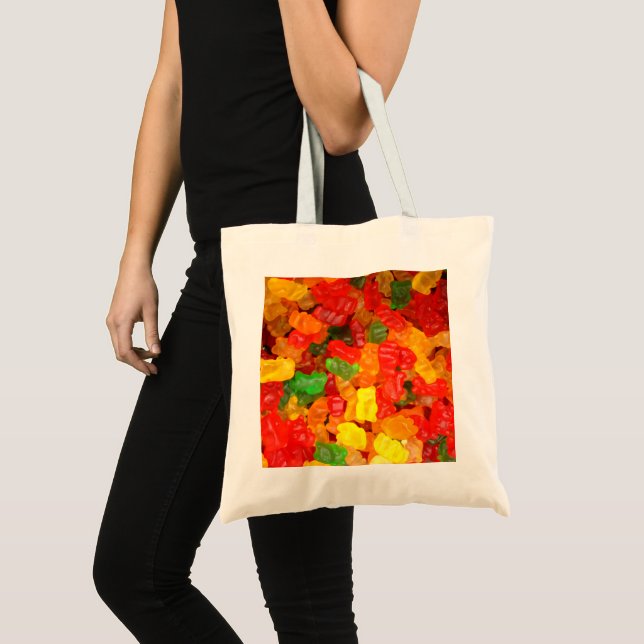 niedlicher Feinschmecker Regenbogen farbige Bonbon Tragetasche (Vorderseite (Produkt))