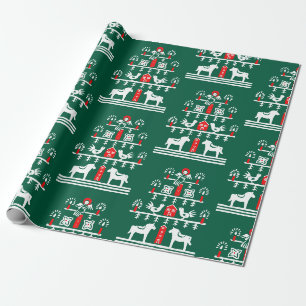 Niedlicher festlicher Skandi Grüner Weihnachtsbaum Geschenkpapier