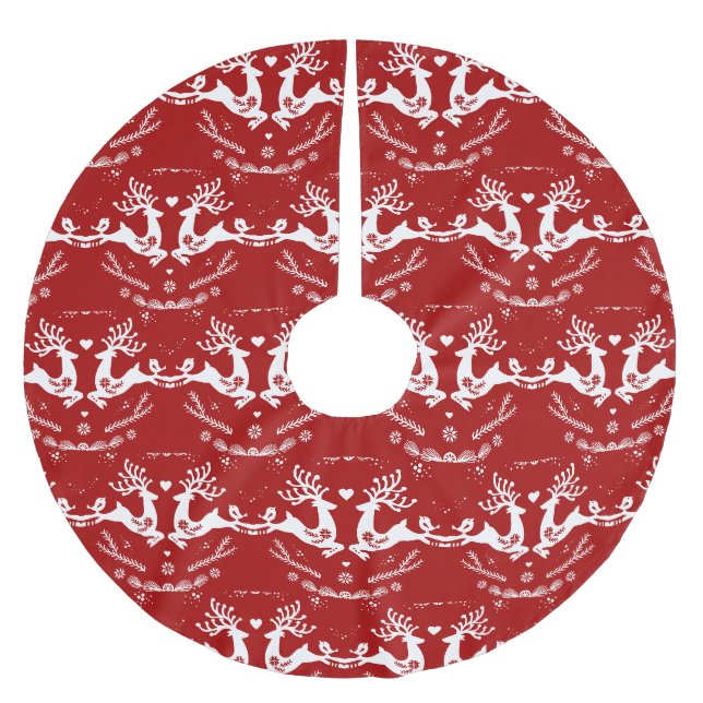 Niedlicher festlicher Skandi Polyester Weihnachtsbaumdecke (Vorderseite)