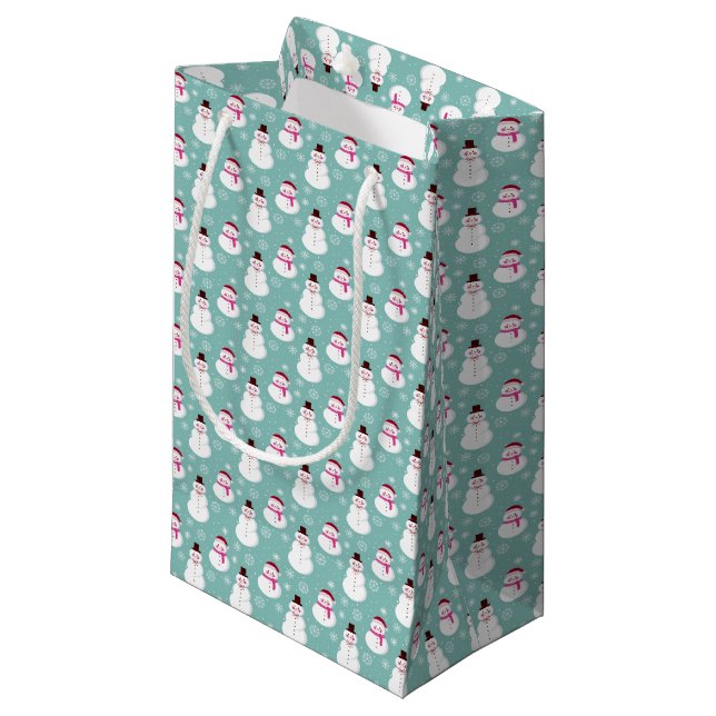 Niedlicher festlicher Winter Pink Frostischer Schn Kleine Geschenktüte (Vorderseite Schrägansicht)