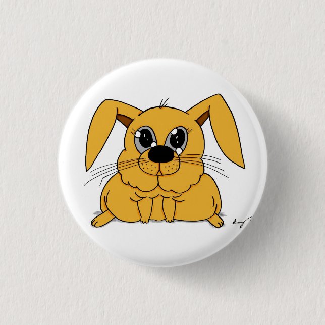 Niedlicher Fett-Bunny-Round-Button Button (Vorderseite)