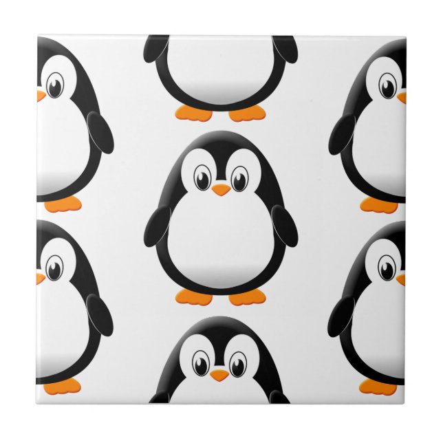 Niedlicher Fett-Pinguin ganz in Weiß Fliese (Vorderseite)