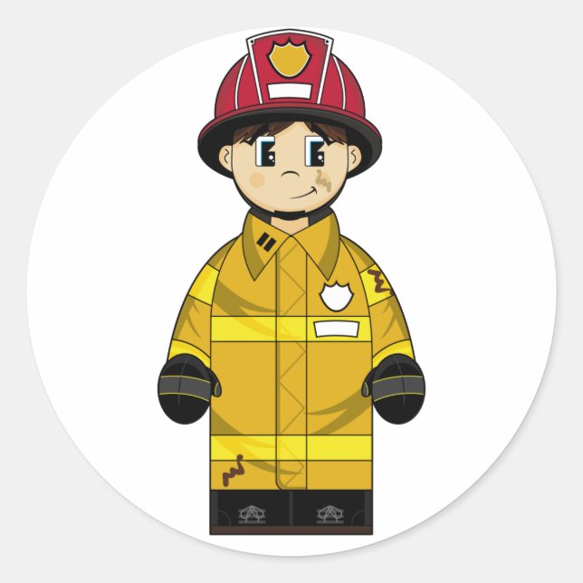 Niedlicher Feuerwehraufkleber Runder Aufkleber (Vorderseite)