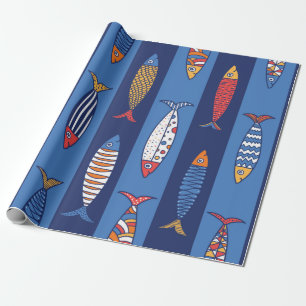 Niedlicher Fisch. Hintergrund für Kinder. Nahtlos Geschenkpapier