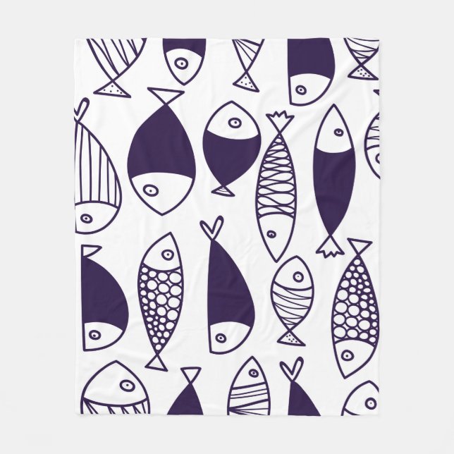 Niedlicher Fisch. Hintergrund für Kinder. Nahtlose Fleecedecke (Vorderseite)