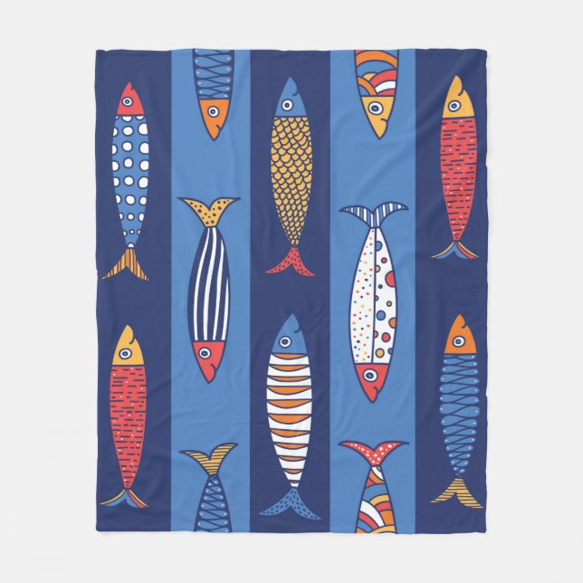 Niedlicher Fisch. Hintergrund für Kinder. Nahtlose Fleecedecke (Vorderseite)
