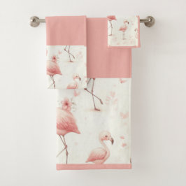 Niedlicher Flamingo Flock Badhandtuch Set