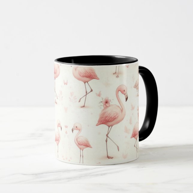 Niedlicher Flamingo Flock Tasse (VorderseiteRechts)