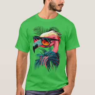 Niedlicher Flamingo in Sonnenbrille Retro Vintage T-Shirt