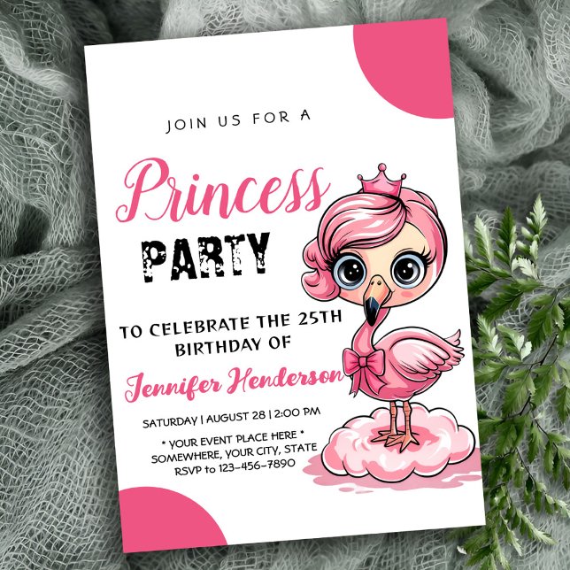 Niedlicher Flamingo mit Krongeburtstag Einladung (Von Creator hochgeladen)