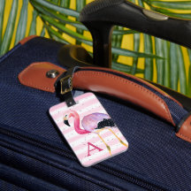 Niedlicher Flamingo Monogram Pink Strip