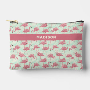 Niedlicher Flamingo-Muster-individuelle Name Zubehörtasche
