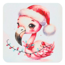 Niedlicher Flamingo Wrapod in Weihnachtsbeleuchtun