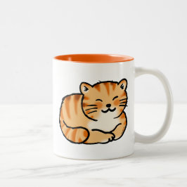 niedlicher flaumiger Ingwer und weiße Katze Zweifarbige Tasse
