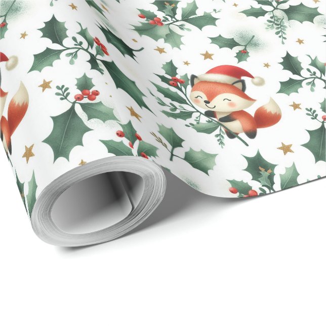 Niedlicher flauschiger Weihnachtskranz Geschenkpapier (Rolleneckpunkt)