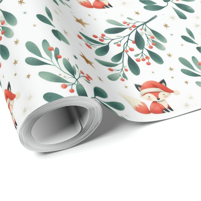 Niedlicher flauschiger Weihnachtskranz Geschenkpapier (Rolleneckpunkt)