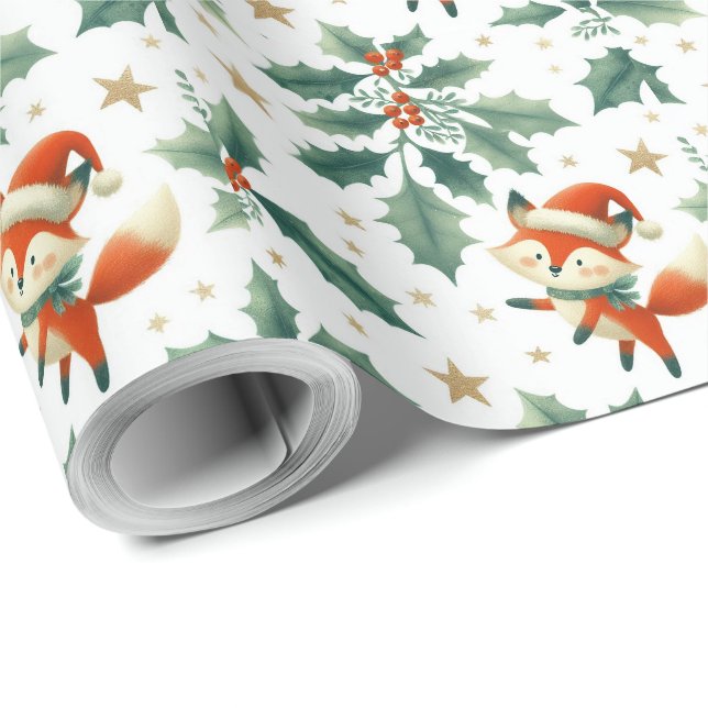 Niedlicher flauschiger Weihnachtskranz Geschenkpapier (Rolleneckpunkt)