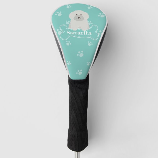 Niedlicher, flauschiger weißer Puppenhund Lover Mo Golf Headcover (Vorderseite)