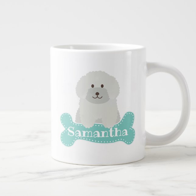 Niedlicher, flauschiger weißer Puppenhund Lover Mo Jumbo-Tasse (Rechts)