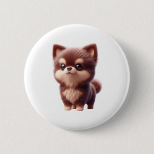 Niedlicher, flauschiger Welpe � Adorable Dog Desig Button